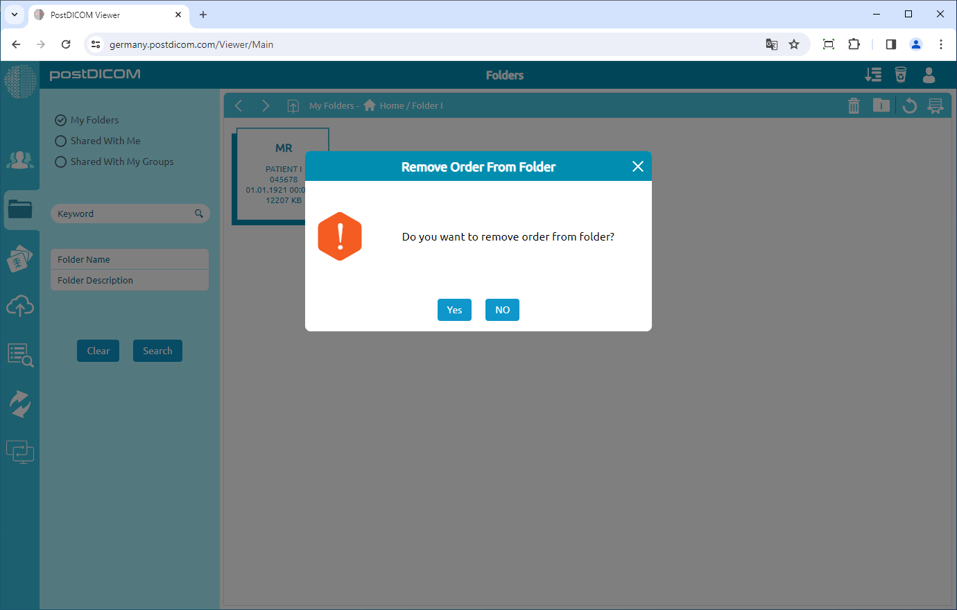 Patiëntorders toevoegen aan mappen