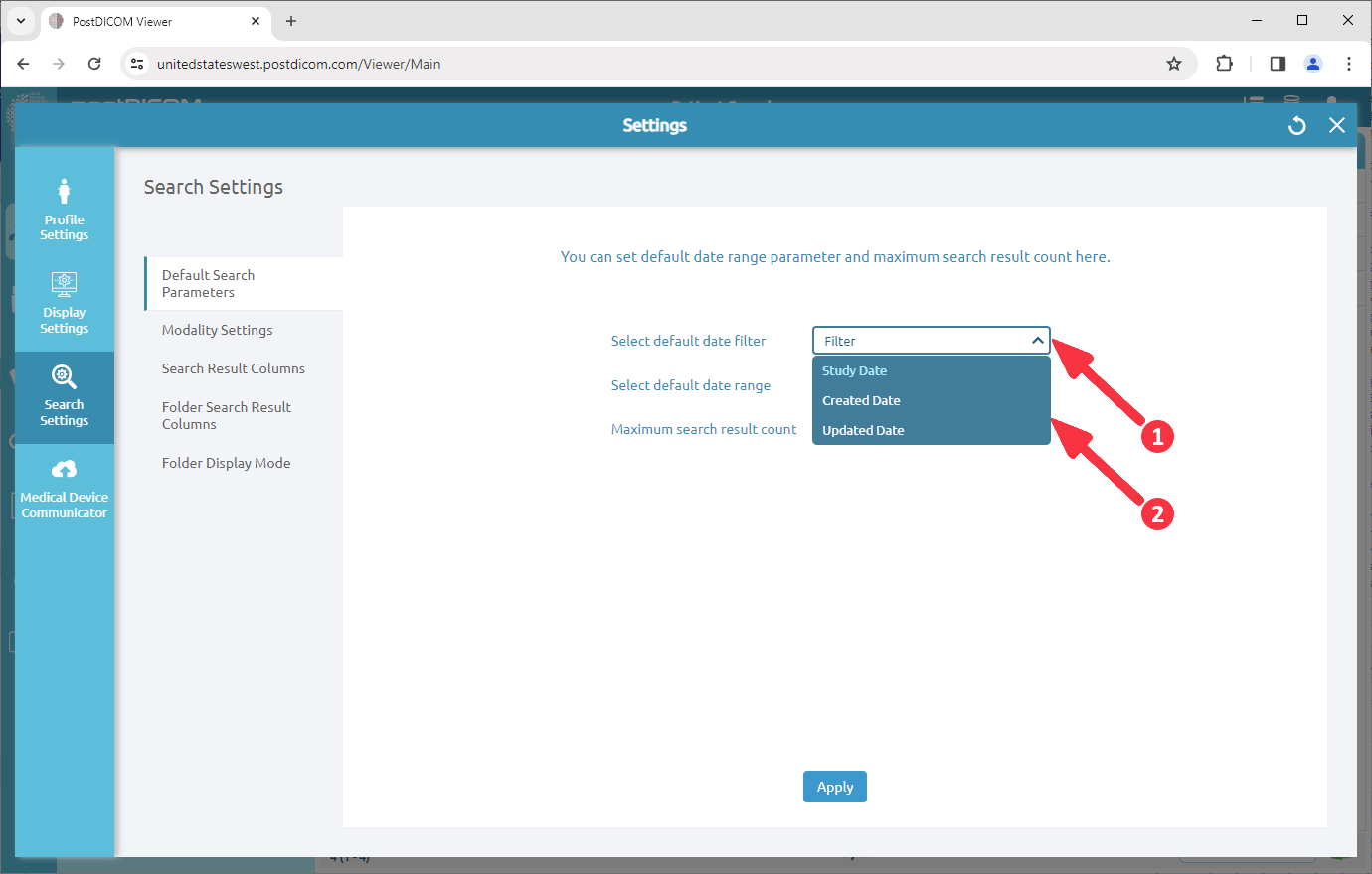 Standaard Zoekparameters Wijzigen