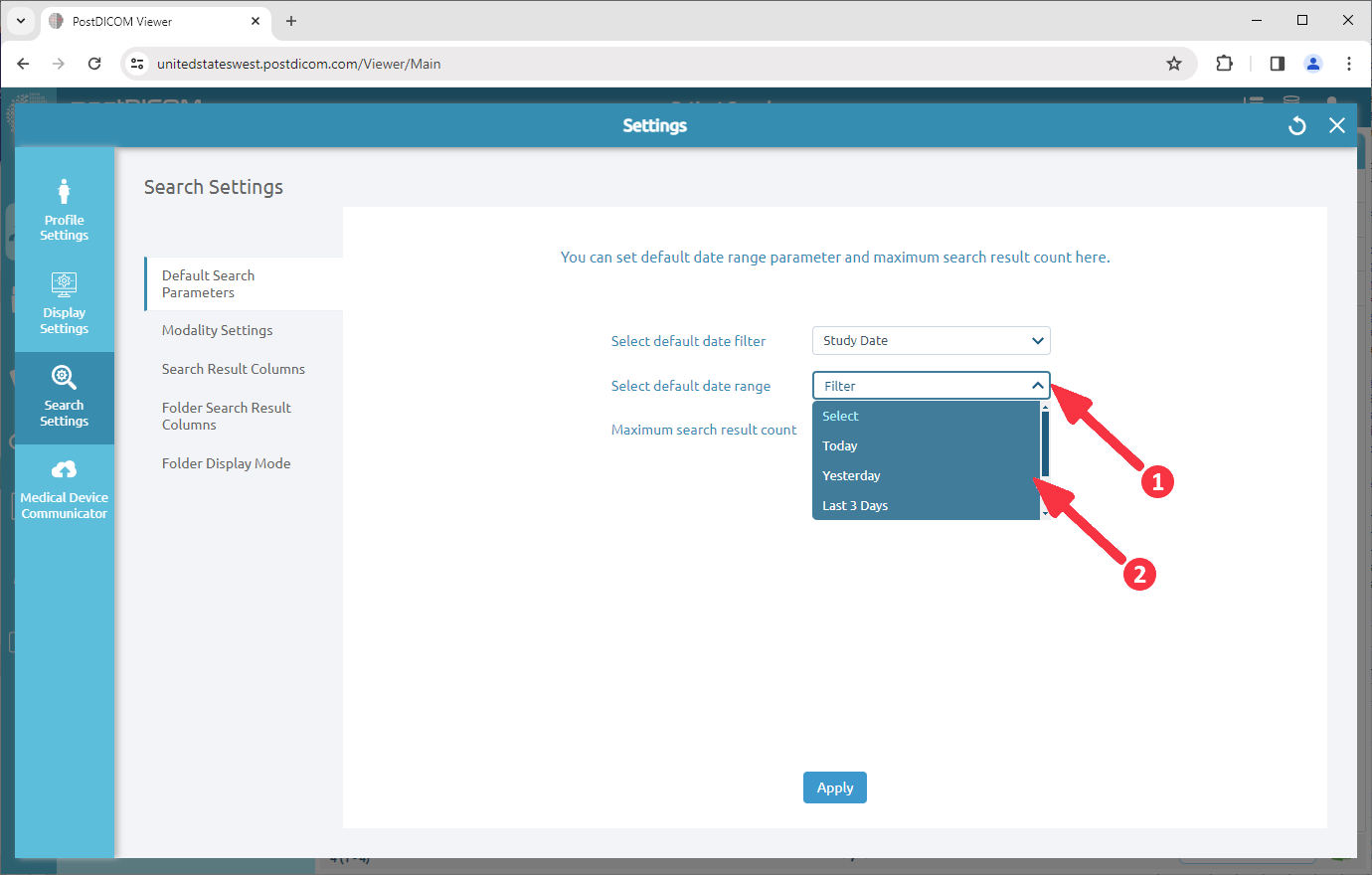 Standaard Zoekparameters Wijzigen