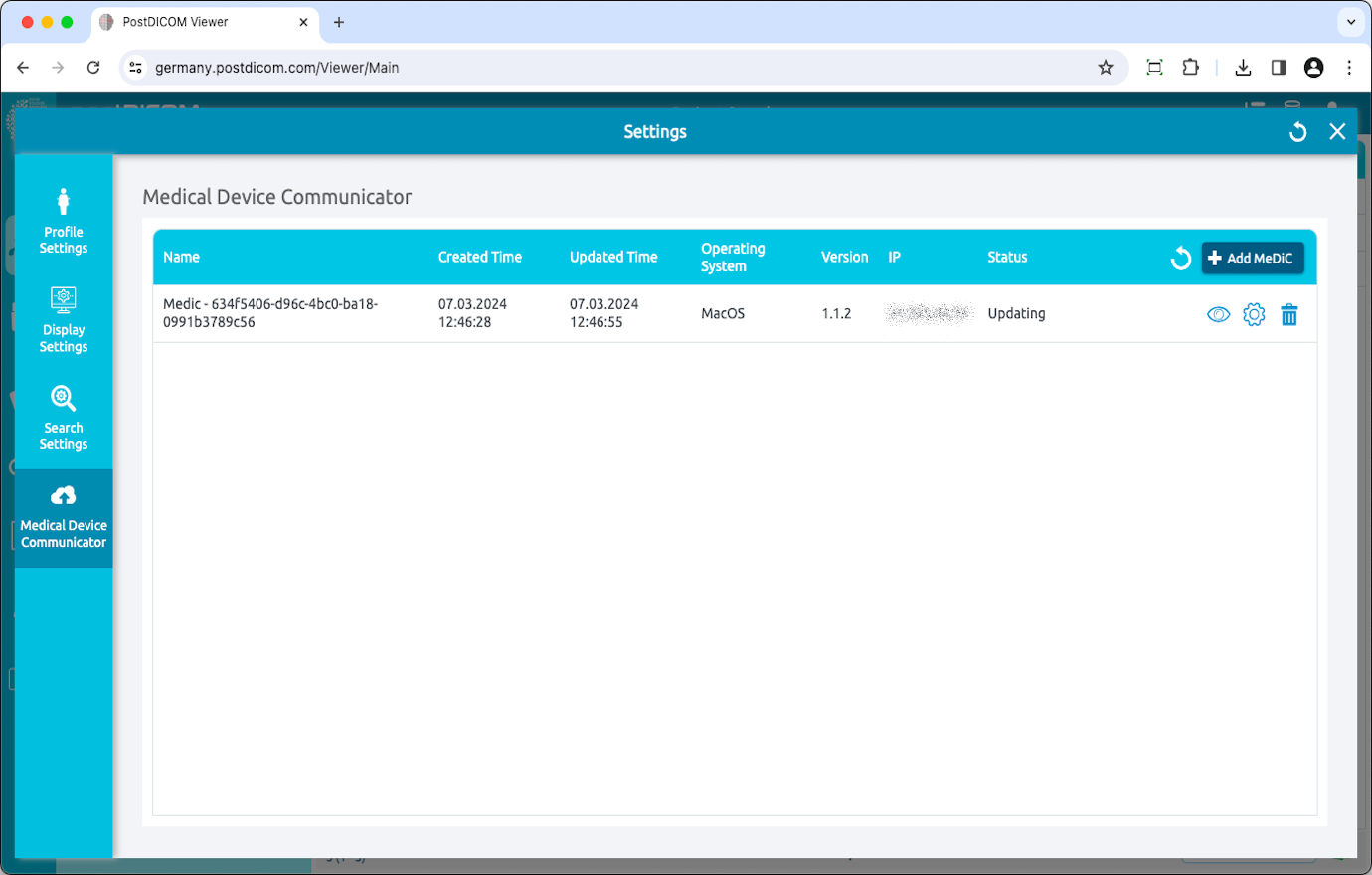 Aanmaken, downloaden en installeren van Medical Device Communicator (MeDiC) voor MacOS