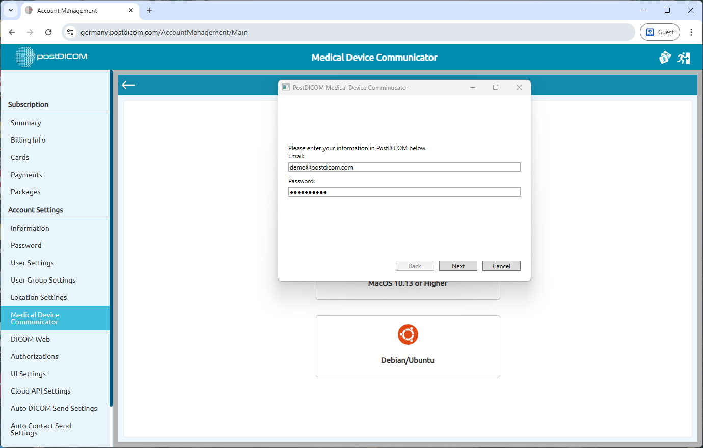 Medical Device Communicator (MeDiC) aanmaken, downloaden en installeren voor Windows