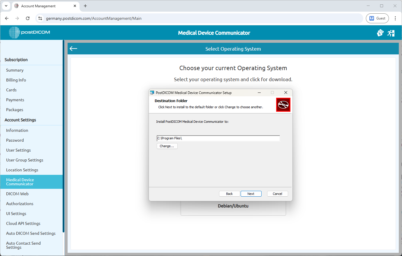Medical Device Communicator (MeDiC) aanmaken, downloaden en installeren voor Windows