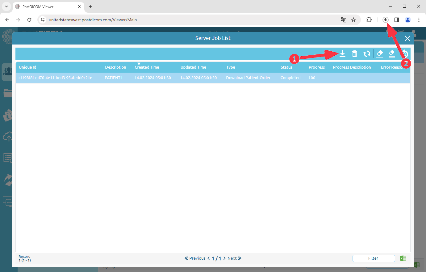 Patiëntafbeeldingen downloaden naar schijf
