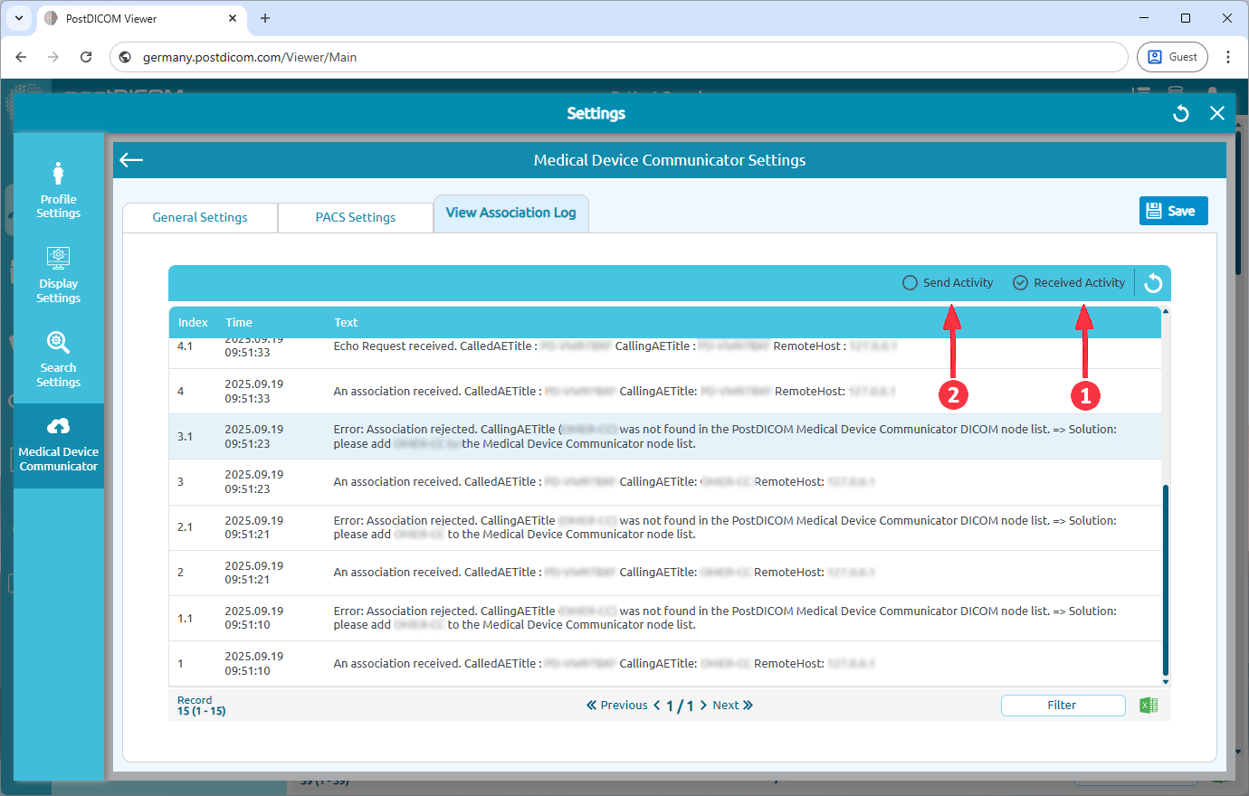 Medical Device Communicator (MeDiC) PACS-serverinstellingen bewerken voor Windows