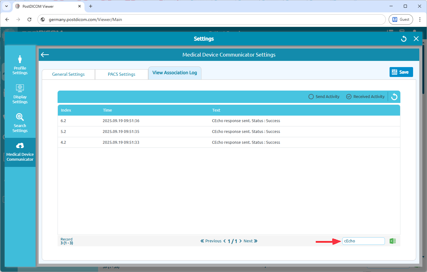 Medical Device Communicator (MeDiC) PACS-serverinstellingen bewerken voor Windows