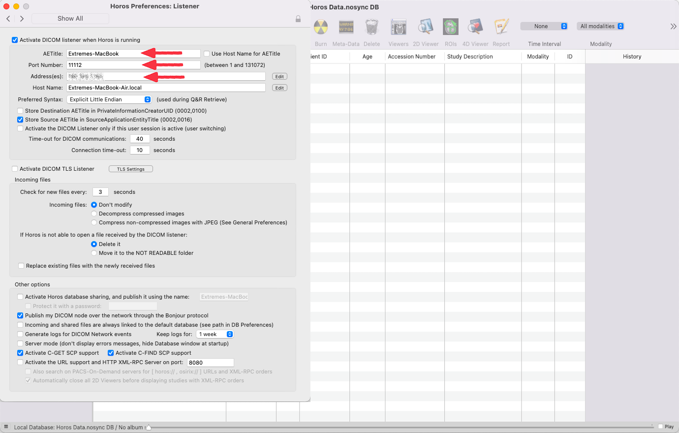 Medical Device Communicator (MeDiC) PACS-serverinstellingen bewerken voor Windows