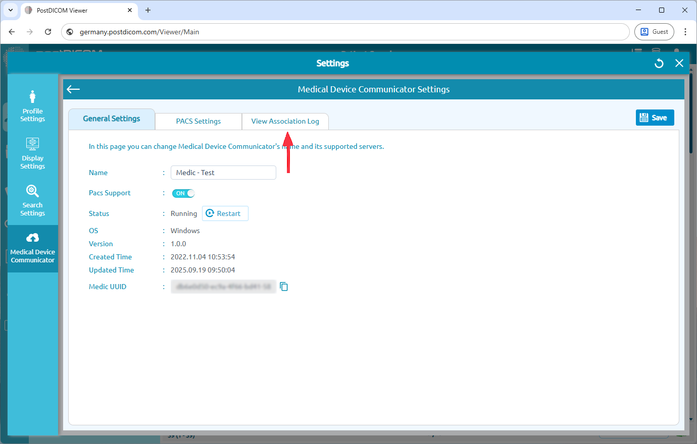 Medical Device Communicator (MeDiC) PACS-serverinstellingen bewerken voor MacOS