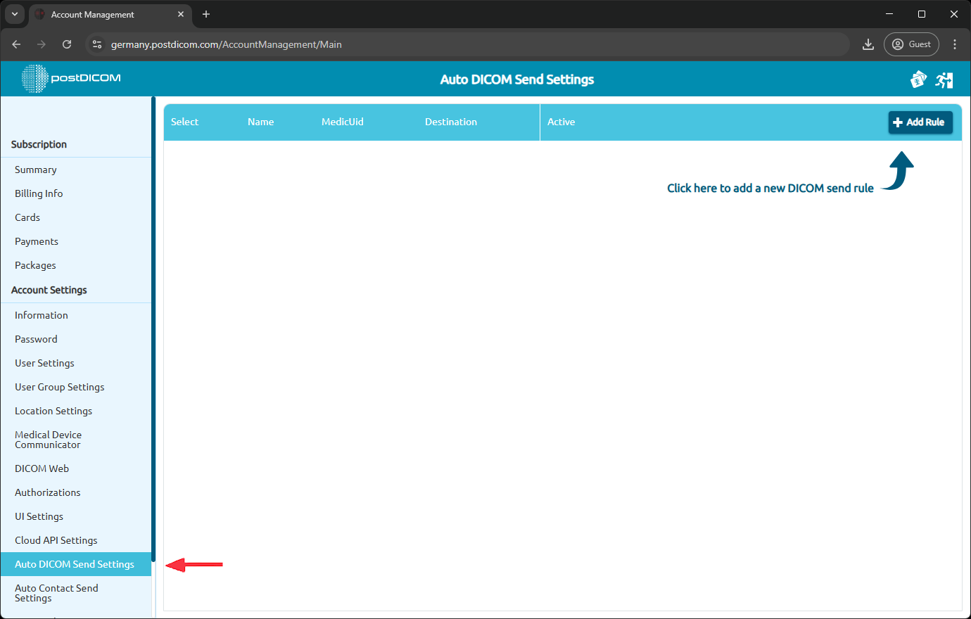 Hoe u uw automatische DICOM-verzendinstellingen beheert