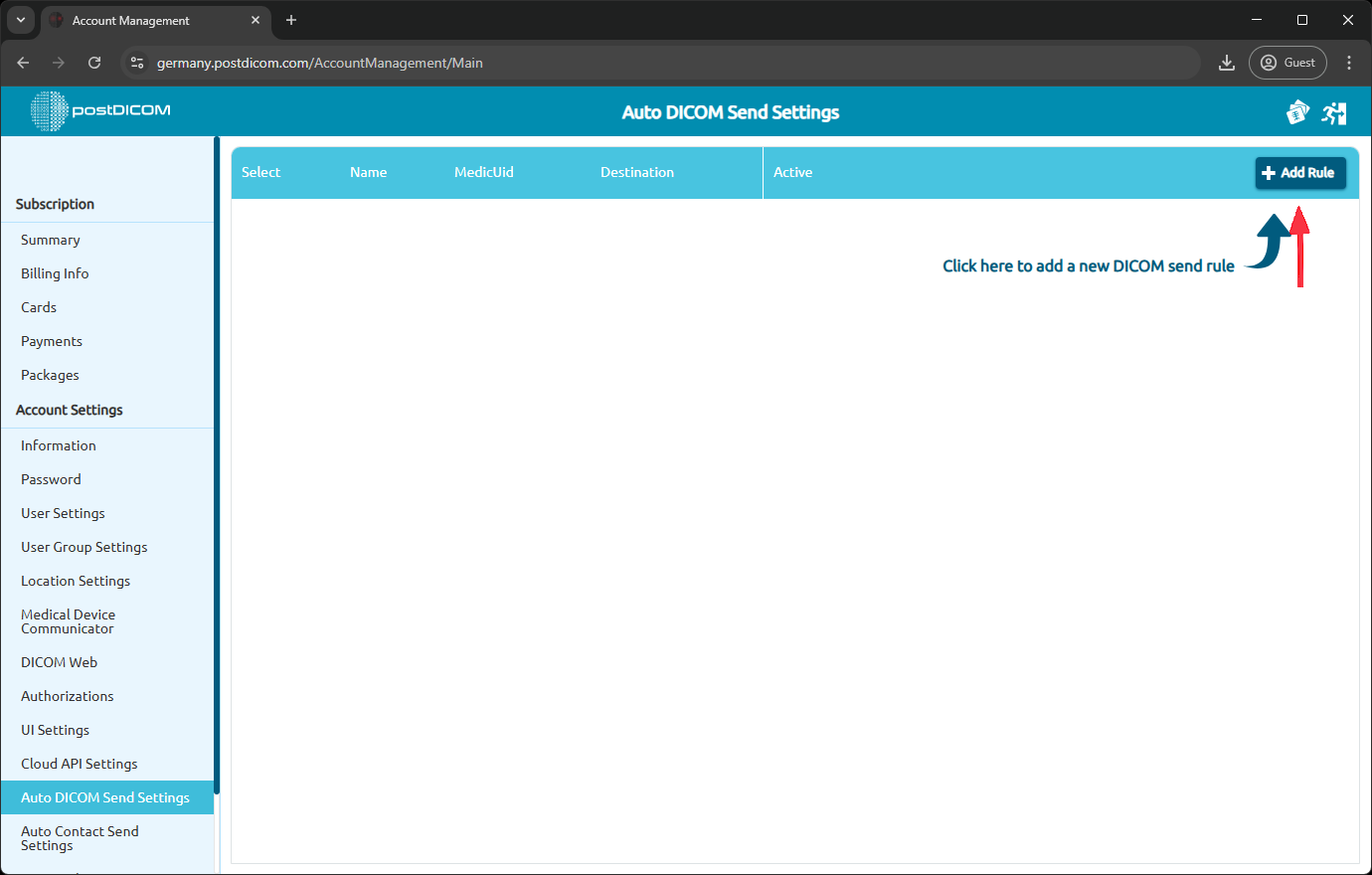 Hoe u uw automatische DICOM-verzendinstellingen beheert