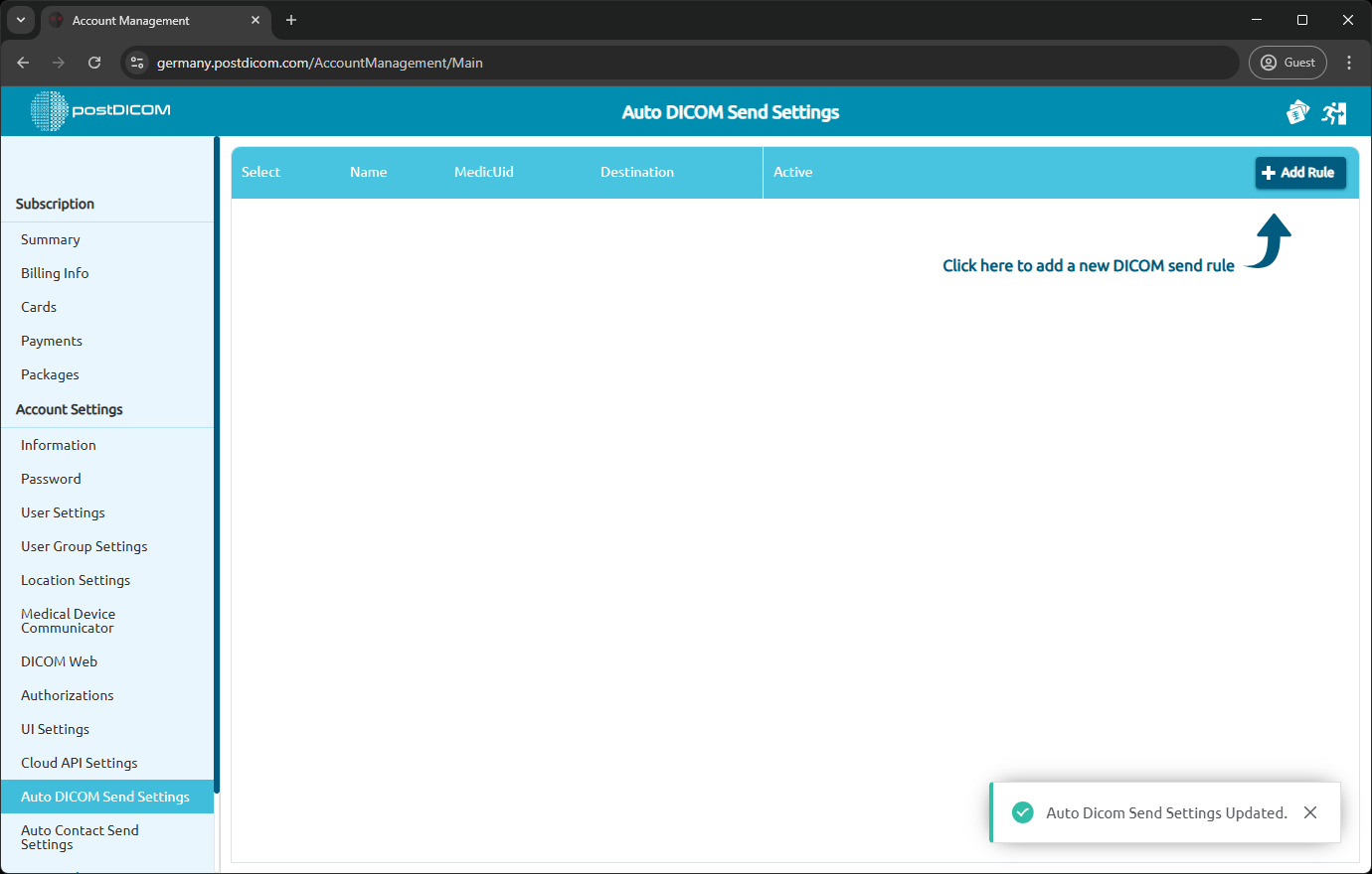 Hoe u uw automatische DICOM-verzendinstellingen beheert