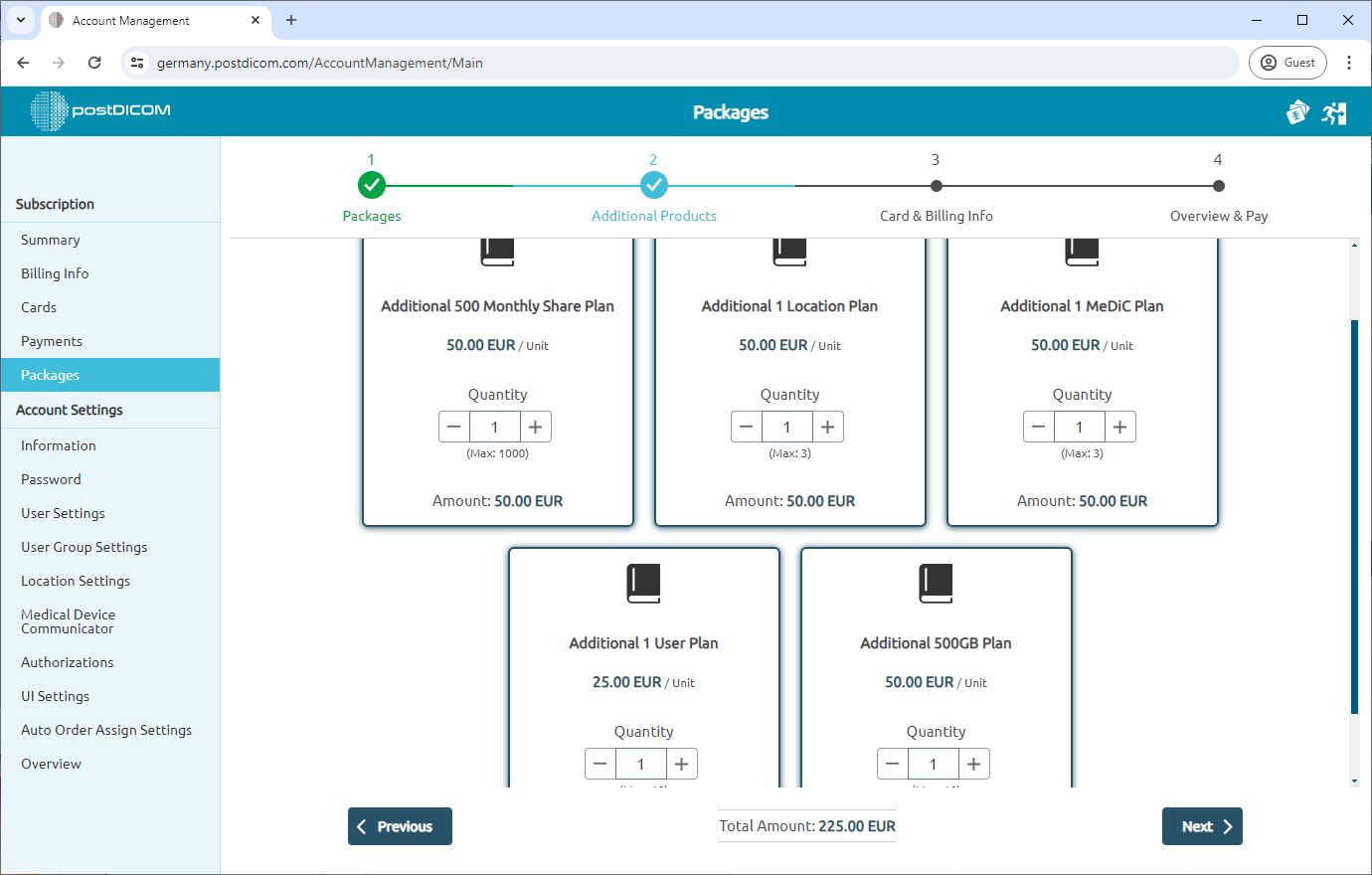 Hoe u zich abonneert op de betaalde pakketten van PostDICOM