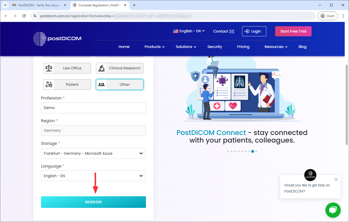 Hoe u zich abonneert op de betaalde pakketten van PostDICOM