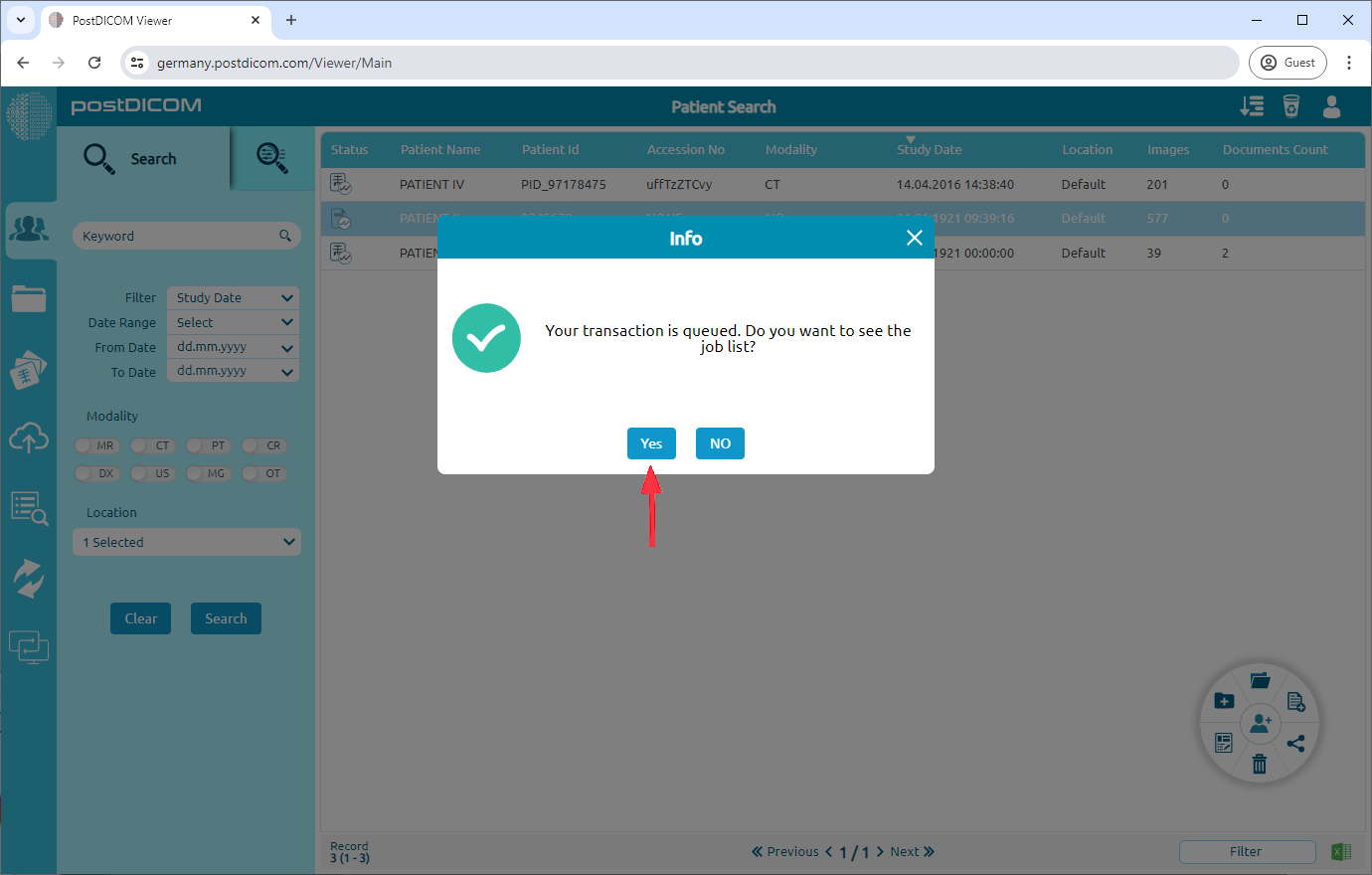 Beelden verzenden naar een ander PACS-systeem of DICOM-werkstation
