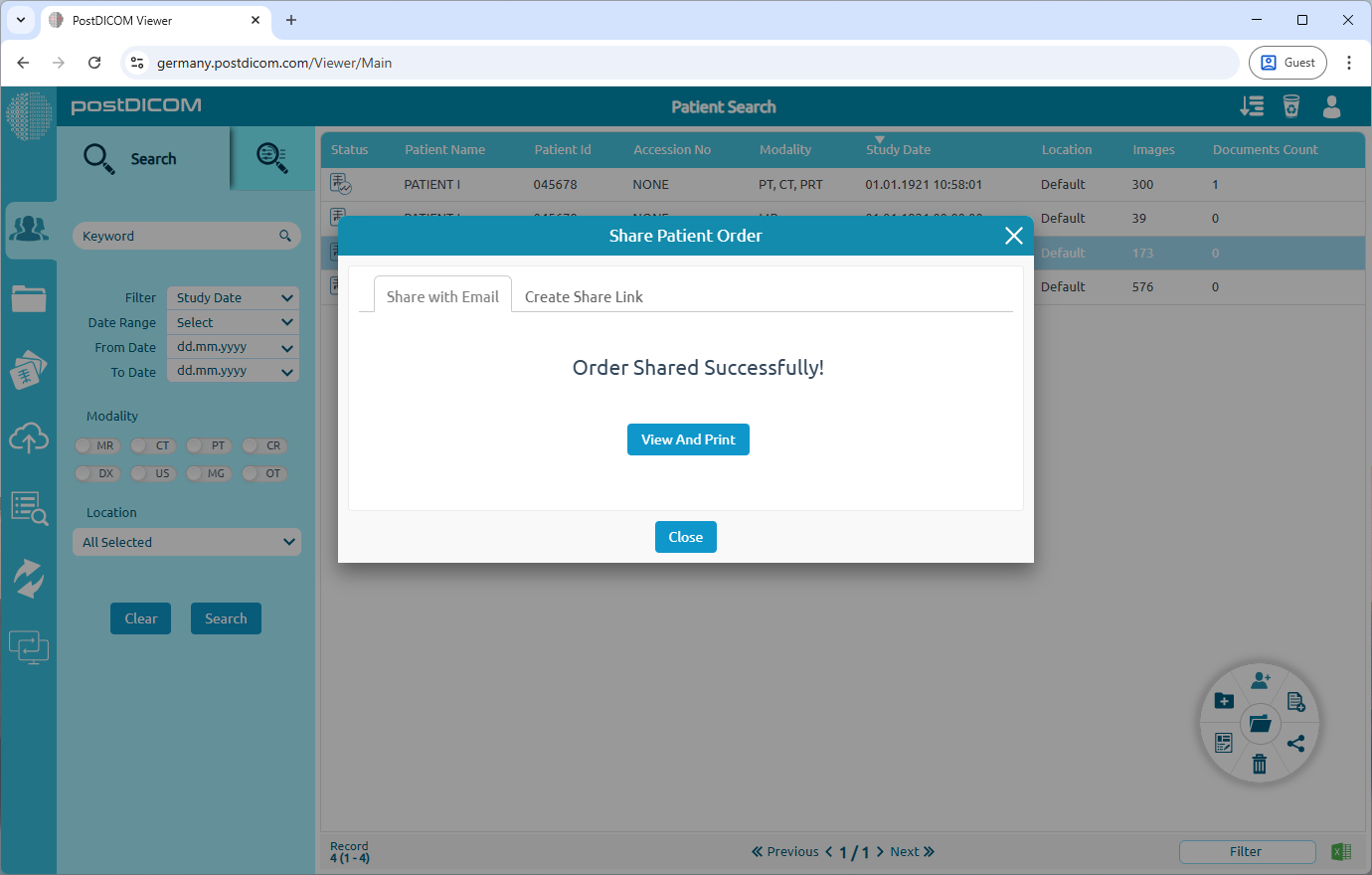 Patiëntorders delen