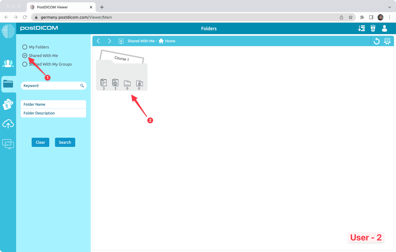 PostDICOM-mappen delen met gebruikers