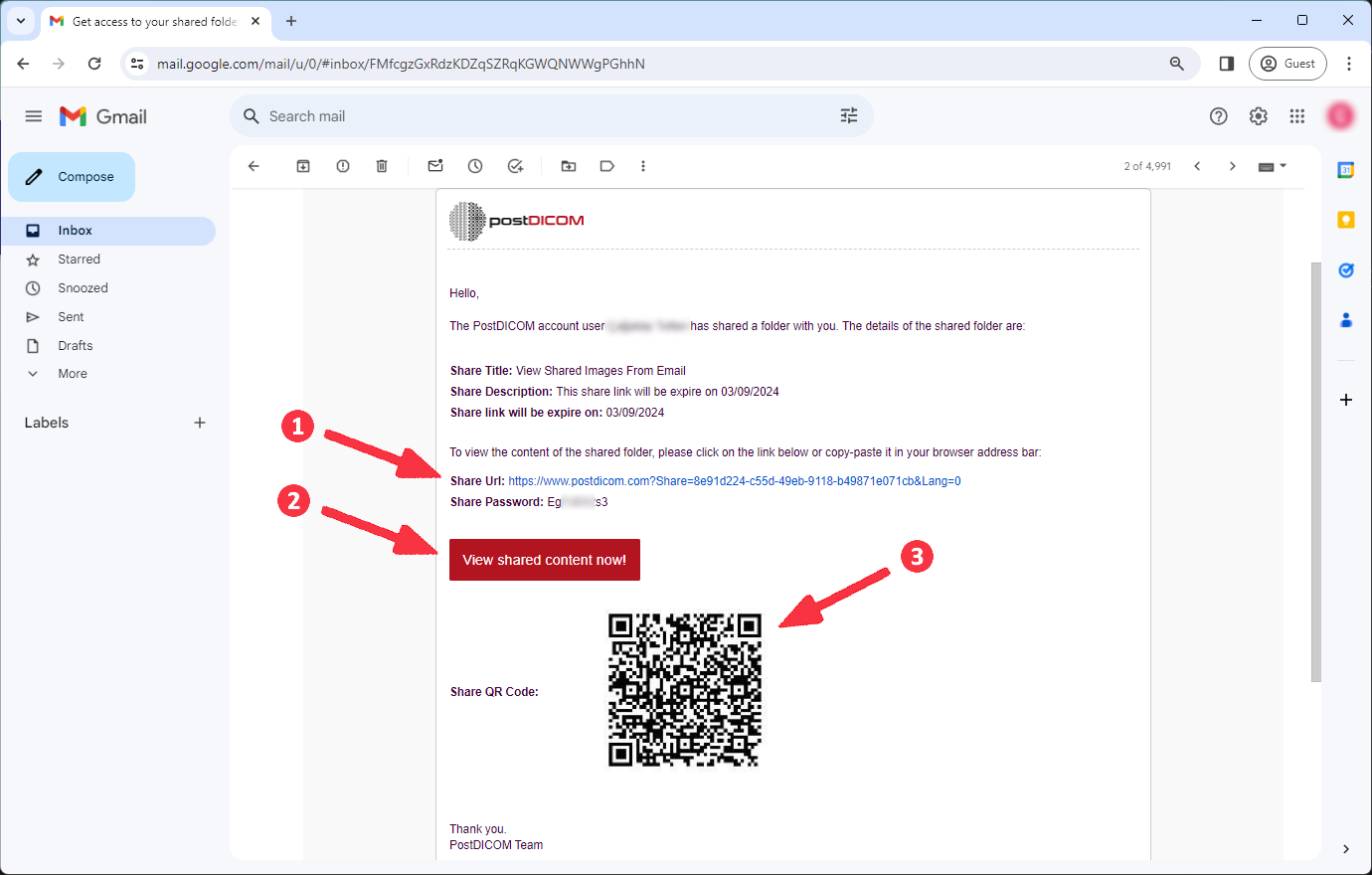 Gedeelde beelden bekijken die naar uw e-mail zijn verzonden