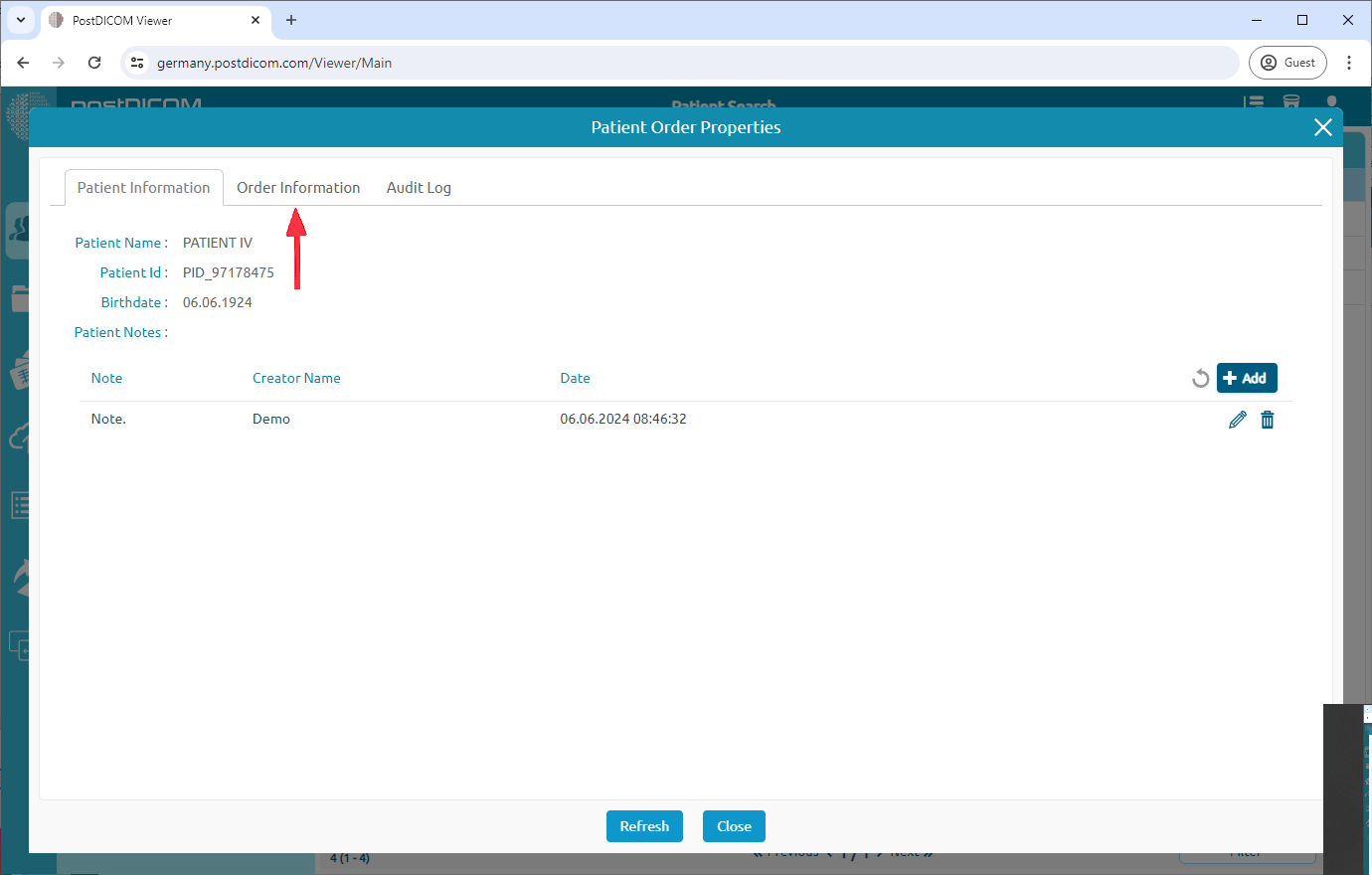 Order-eigenschappen bekijken